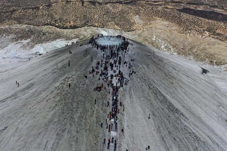 Aerial view of Hinglaj Mata Yatra pilgrimage route in Balochistan